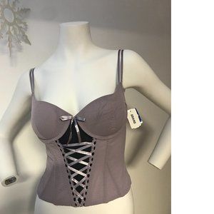 New Sears Jessica lingerie corset top bustier dusty lilac purple lavender 34